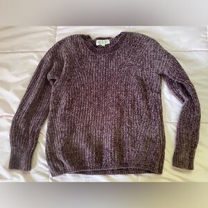 Pink Rose Textured Knit Sweater in Deep Purple